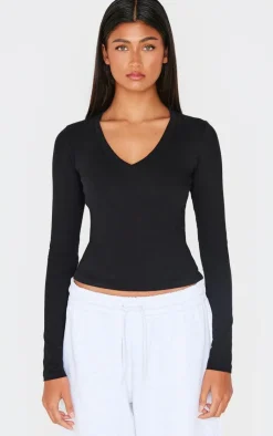 PrettyLittleThing Workout Tops*Sculpt V Neck Long Sleeve Longline Top