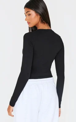 PrettyLittleThing Workout Tops*Sculpt V Neck Long Sleeve Longline Top