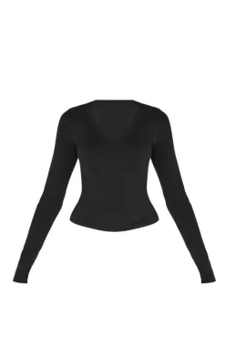 PrettyLittleThing Workout Tops*Sculpt V Neck Long Sleeve Longline Top