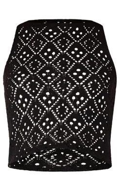 New PrettyLittleThing Textured Rib Racer Longline Vest Deep Black