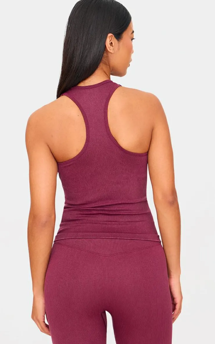 PrettyLittleThing Workout Tops*Acid Wash Seamless Rib Halter Neck Gym Top