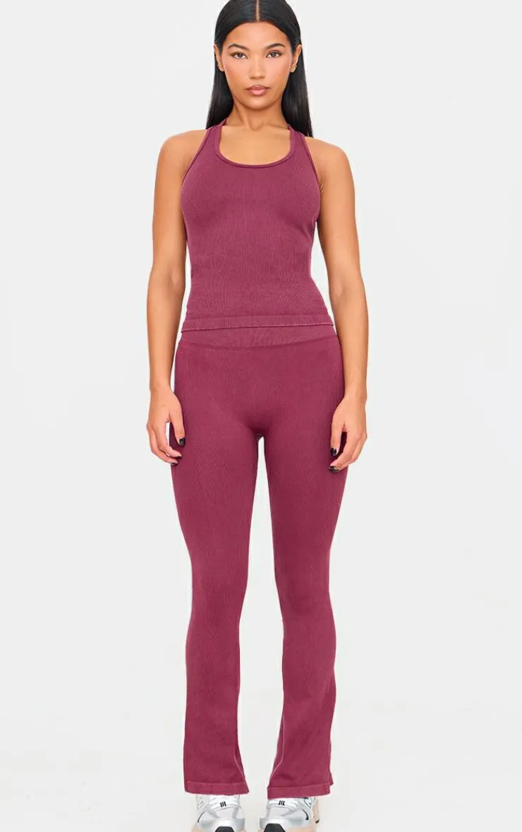 PrettyLittleThing Workout Tops*Acid Wash Seamless Rib Halter Neck Gym Top