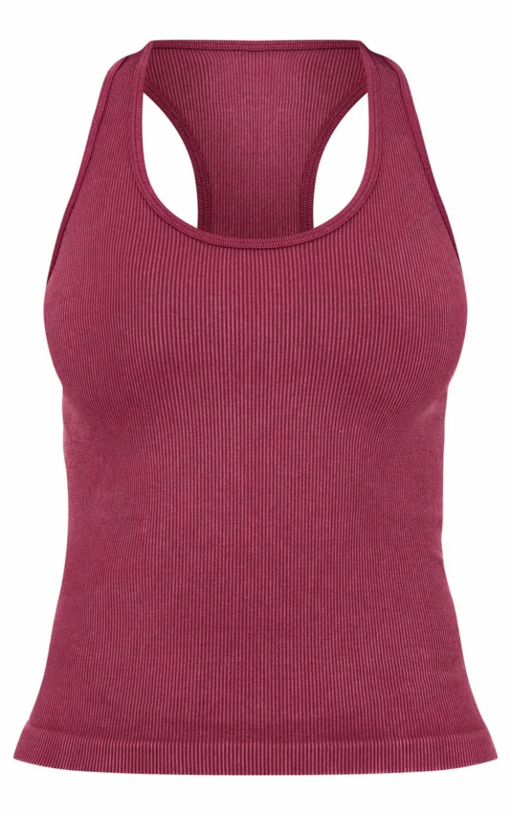 PrettyLittleThing Workout Tops*Acid Wash Seamless Rib Halter Neck Gym Top