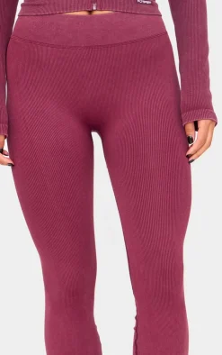 PrettyLittleThing Seamless Gym Wear*Acid Wash Seamless Rib Flare Yoga Pants