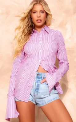 PrettyLittleThing Shirts*Pinstripe Woven Fitted Shirt