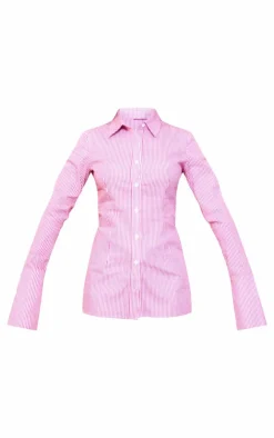 PrettyLittleThing Shirts*Pinstripe Woven Fitted Shirt