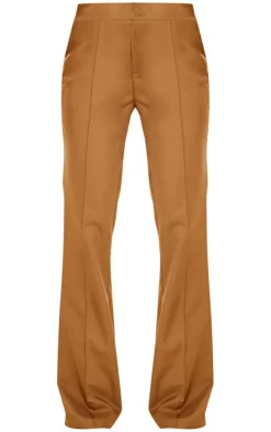 Best PrettyLittleThing Tailored Woven Flared Pants Deep Stone