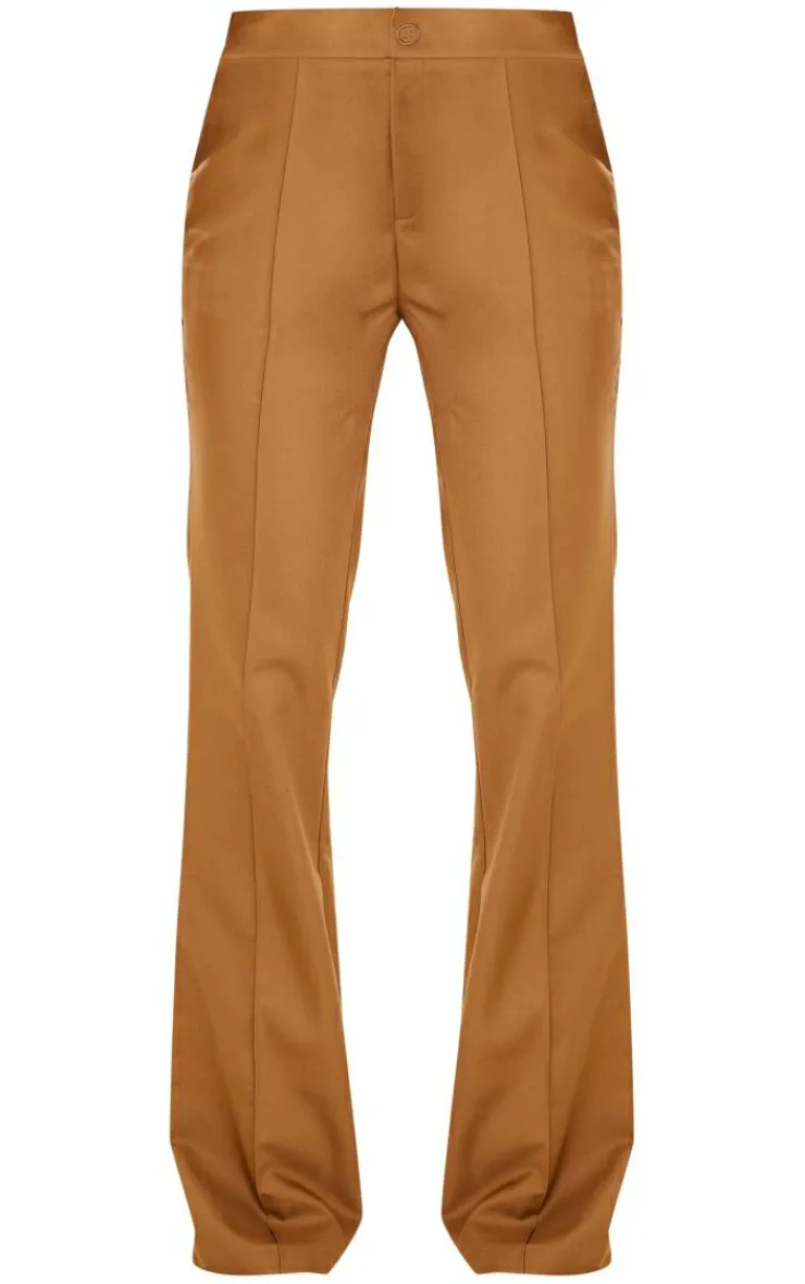 Best PrettyLittleThing Tailored Woven Flared Pants Deep Stone