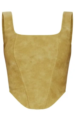 PrettyLittleThing Corsets*Washed Faux Leather Boned Corset