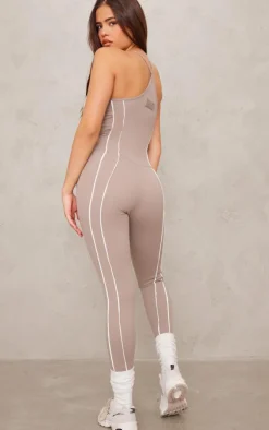 PrettyLittleThing Gym Wear*Sculpt Contrast Seam Strappy Long Unitard