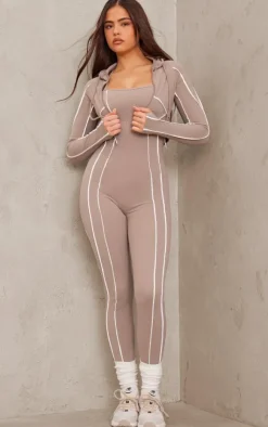 PrettyLittleThing Gym Wear*Sculpt Contrast Seam Strappy Long Unitard
