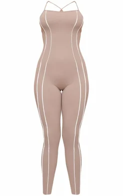 PrettyLittleThing Gym Wear*Sculpt Contrast Seam Strappy Long Unitard