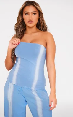 Best PrettyLittleThing Blue Washed Seam Detail Longline Top Denim