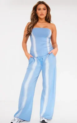 Best PrettyLittleThing Blue Washed Seam Detail Longline Top Denim