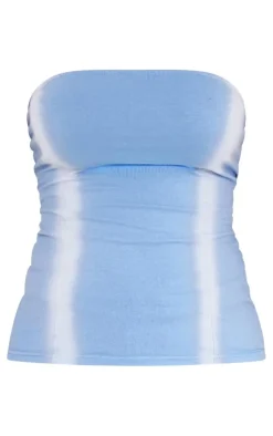 Best PrettyLittleThing Blue Washed Seam Detail Longline Top Denim