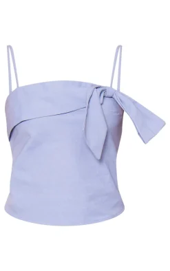 Outlet PrettyLittleThing Blue Woven Bow Cami Long Top Denim