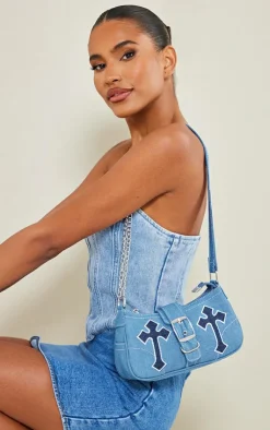 PrettyLittleThing Crossbody Bags*Contrast Stitch Cross Applique Buckle Shoulder Bag