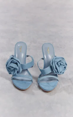 PrettyLittleThing High Heels*Round Toe Side Rose Detail High Heeled Sandals