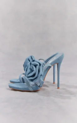 PrettyLittleThing High Heels*Round Toe Side Rose Detail High Heeled Sandals
