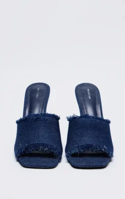 PrettyLittleThing Heeled Sandals*Denim Square Toe Wedge Heeled Sandals