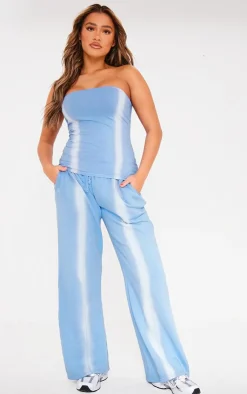 PrettyLittleThing Washed Seam Detail Low Rise Sweatpants Denim