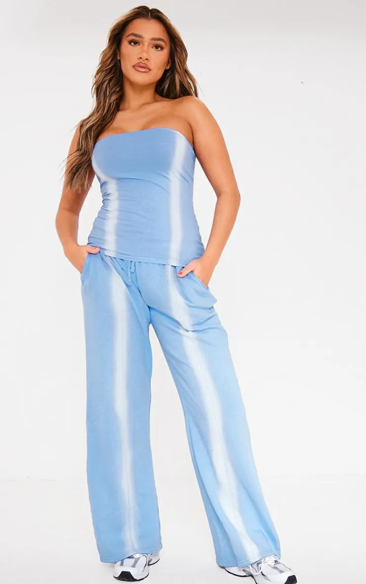 PrettyLittleThing Washed Seam Detail Low Rise Sweatpants Denim