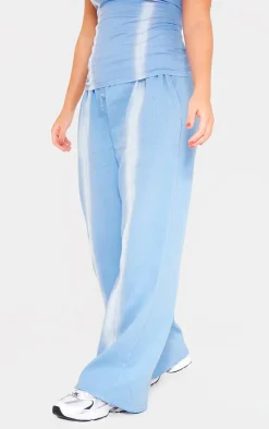 PrettyLittleThing Washed Seam Detail Low Rise Sweatpants Denim