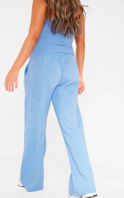 PrettyLittleThing Washed Seam Detail Low Rise Sweatpants Denim