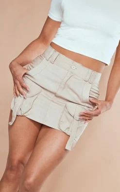 Desert Sand Cargo Pocket Detail Micro Mini Skirt