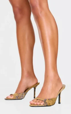 PrettyLittleThing Mules*Devore Print Round Toe High Stiletto Heeled Mules