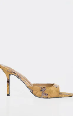 PrettyLittleThing Mules*Devore Print Round Toe High Stiletto Heeled Mules
