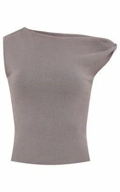 PrettyLittleThing Knitted Tops*Fine Knit Twist Neck Vest Top