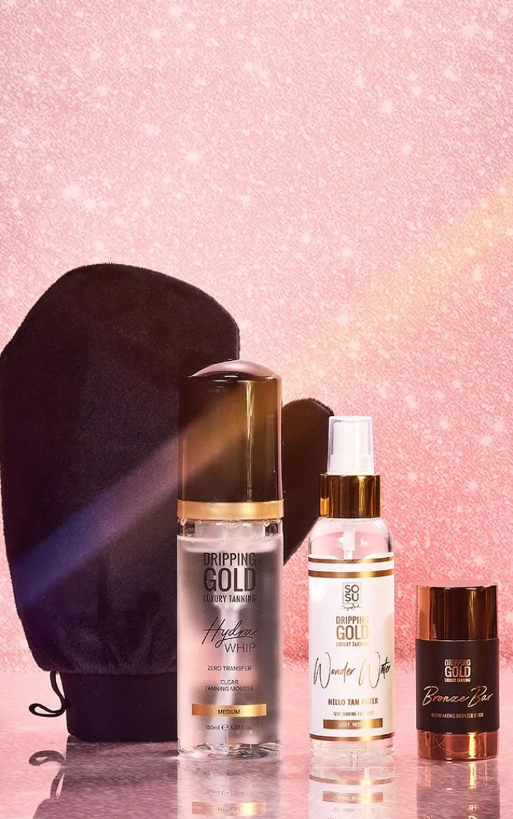 PrettyLittleThing Tanning*Dripping Gold Pary Prep Tanning Collection Set (Worth £51)