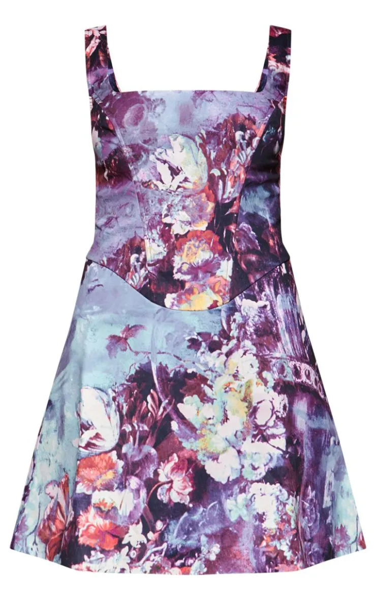 Floral Corset A Line Shift Dress-PrettyLittleThing Sale
