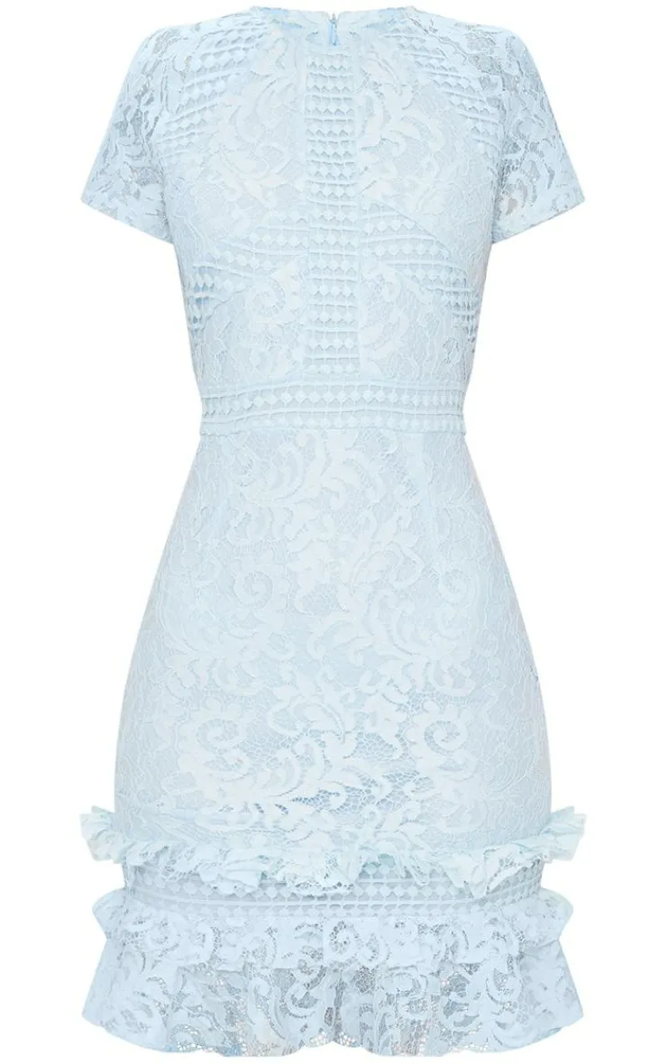 Frill Hem Lace Bodycon Dress-PrettyLittleThing Discount