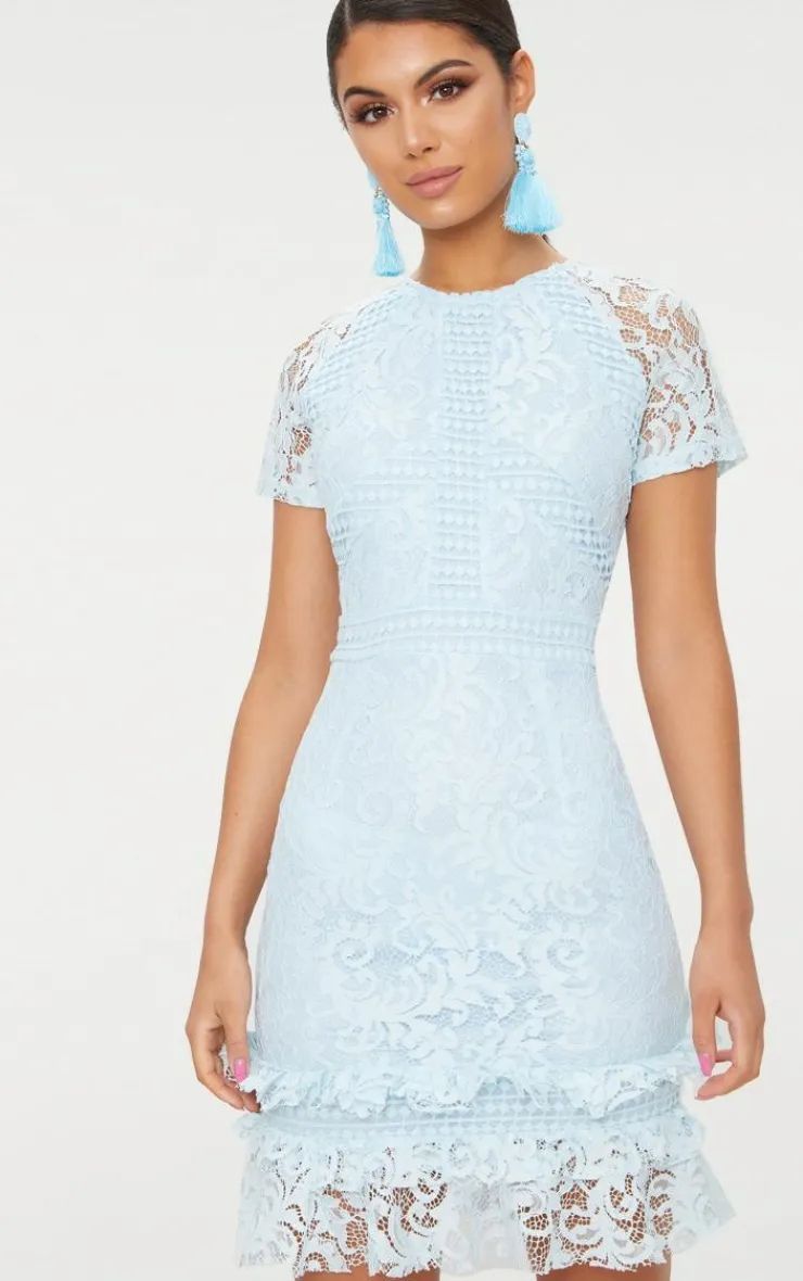 Frill Hem Lace Bodycon Dress-PrettyLittleThing Discount