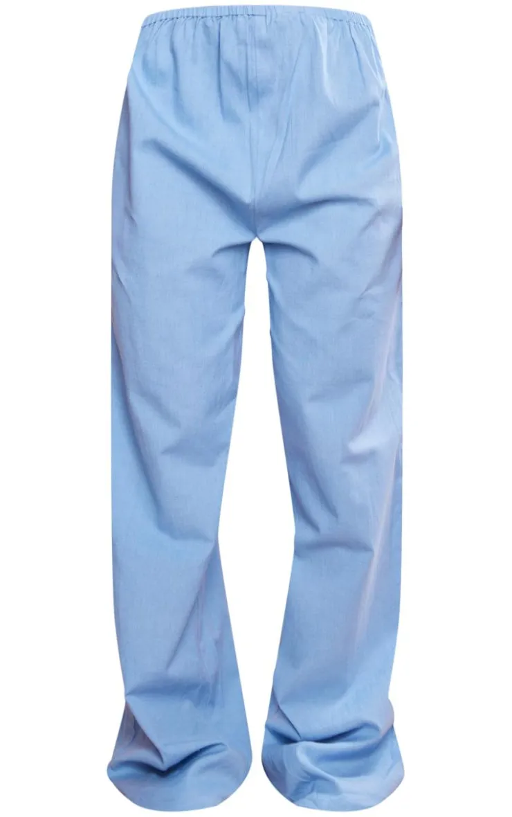 Discount PrettyLittleThing Linen Look Wide Leg Pants Dusty Blue