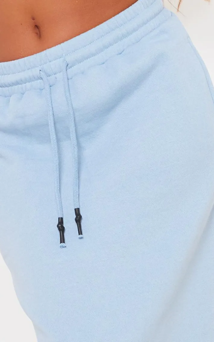 Dusty Blue Sweat Drawstring Midi Skirt