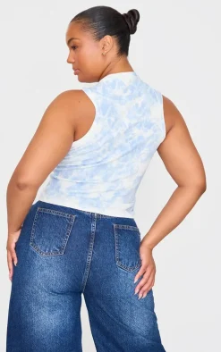 Dusty Blue Washed Rib Longline Racer