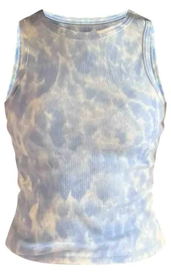 Dusty Blue Washed Rib Longline Racer