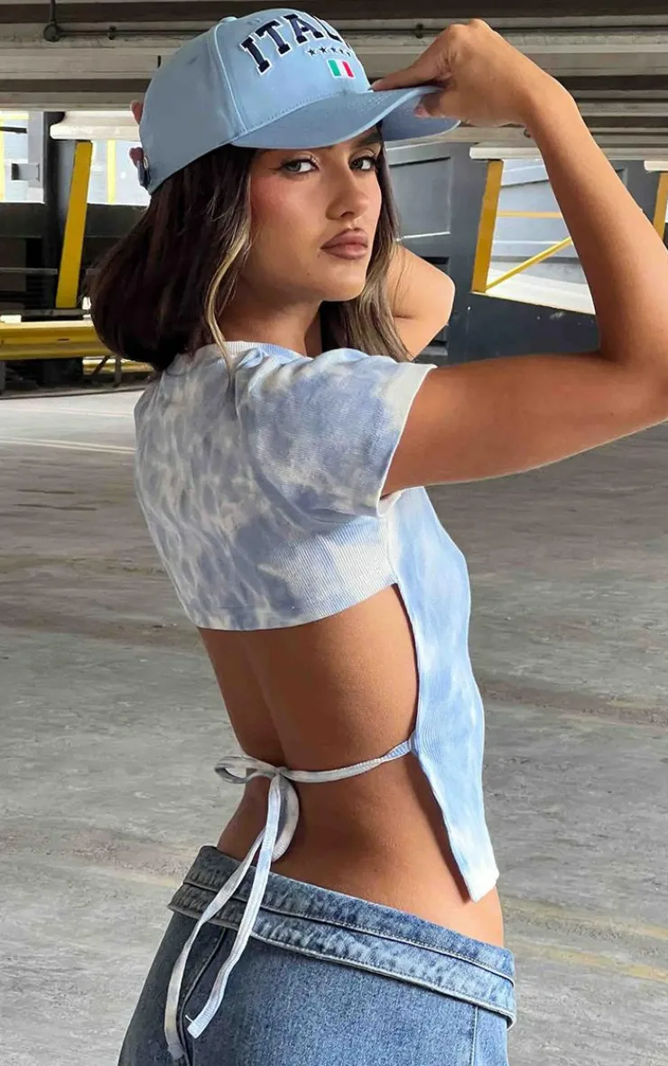 PrettyLittleThing T-Shirts*Washed Rib Open Back T Shirt