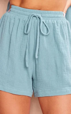 Clearance PrettyLittleThing Woven Floaty Shorts Dusty Blue