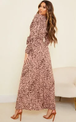 Dalmatian Long Sleeve Wrap Maxi Dress-PrettyLittleThing
