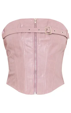 PrettyLittleThing Corsets*Faux Leather Zip Up Corset