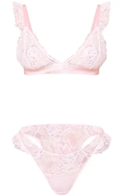 Dusty Pink Lace Frill Lingerie Set