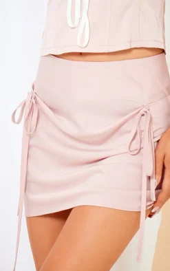 Dusty Pink Satin Bow Front Flippy Mini Skirt