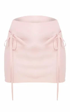 Dusty Pink Satin Bow Front Flippy Mini Skirt