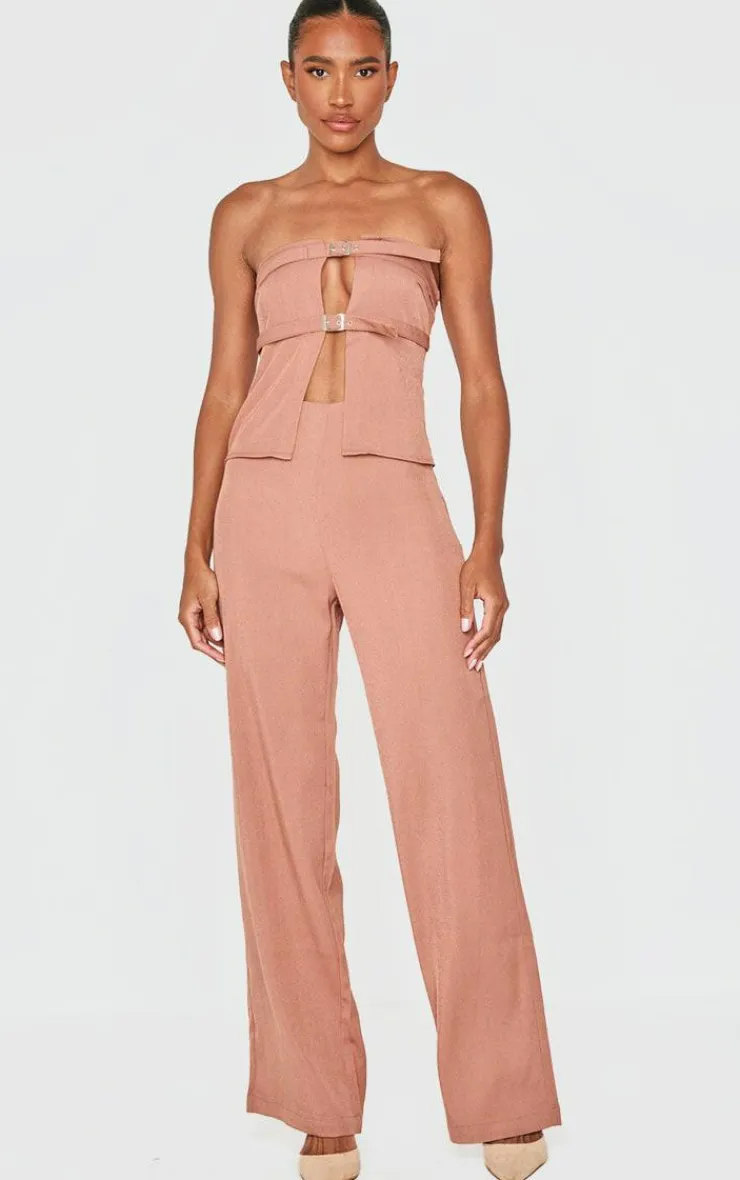 Tailored Woven Thin Belt Detail Bandeau Jumpsuit-PrettyLittleThing Best