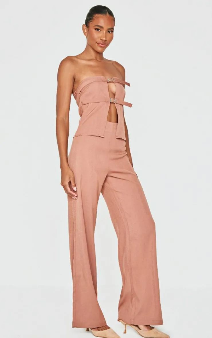 Tailored Woven Thin Belt Detail Bandeau Jumpsuit-PrettyLittleThing Best