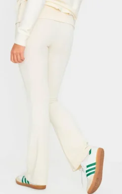 Ecru Acid Washed Jersey Fold Over Flares